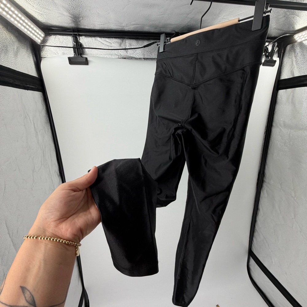 Lululemon Black Satin Shine Leggings Size 4 Athleisure Yoga
